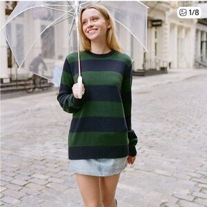 Brandy❤️Melville Brianna Rugby Knit Striped Oversized Crew Neck Sweater,One Size